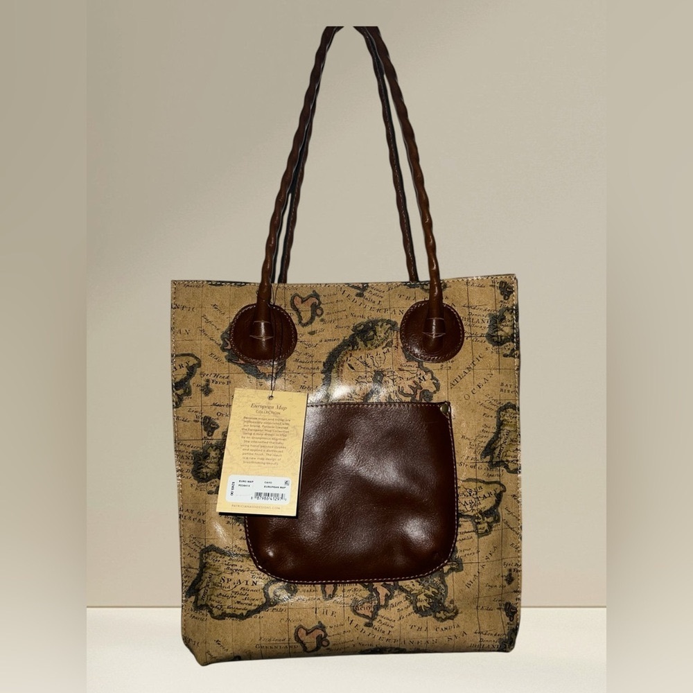 Patricia Nash Brown Map Print Tote - Picture 2 of 7